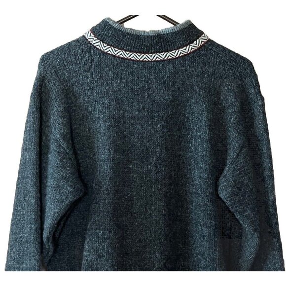 Skjaeveland Of Norway Women's Small Pure New Wool Sweater Charcoal Gray Red - Picture 5 of 7